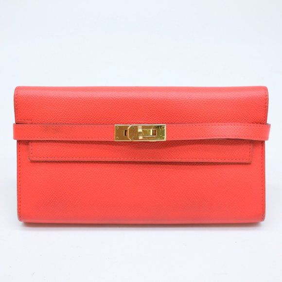 HERMES Kelly Wallet Long Epsom Leather Rose Jaipur Pink - Picture 2 of 10